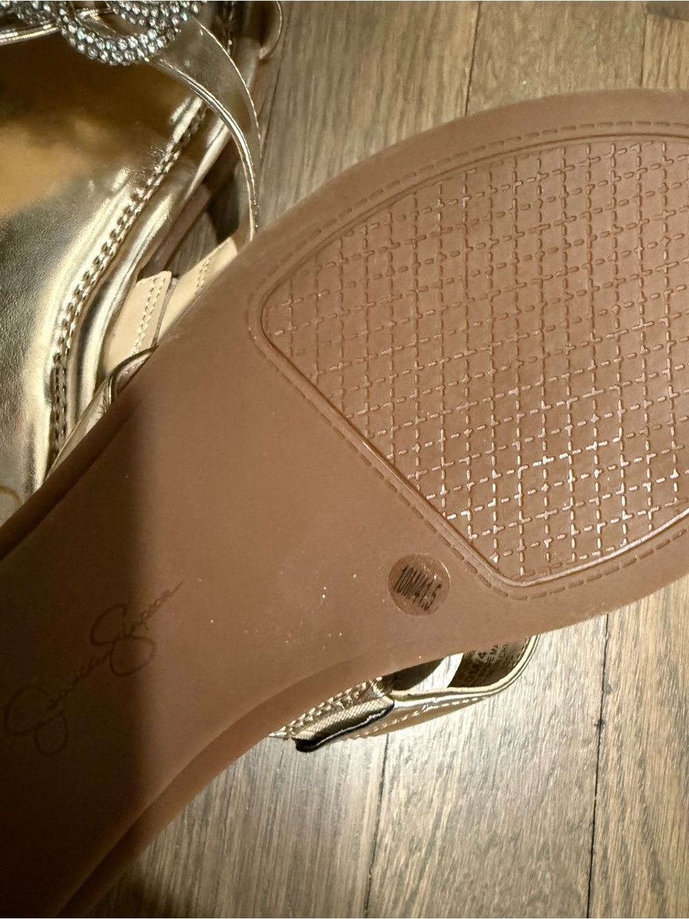 Jessica Simpson Rose Gold Beaded Flower Slide Sandals - Picture 3 of 3